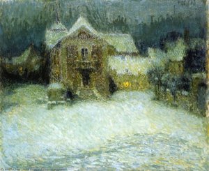 A Plaza In The Snow At Gerberoy — Henri Le Sidaner