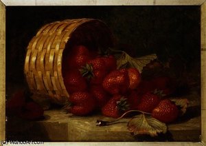 Strawberries in a Wicker Basket on a Ledge