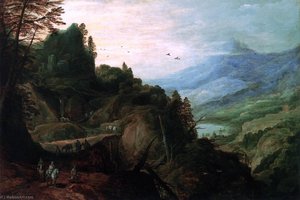 Landscape With A Mountian Pass — Joos De Momper The Younger