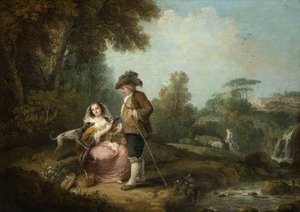 A Pastoral Landscape With Figures By A Stream — Francesco Zuccarelli