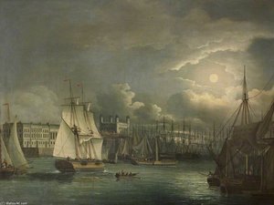 The Pool Of London By Night — John Thomas Serres