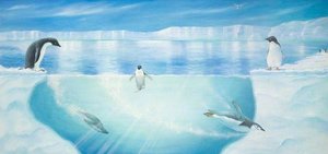 Penguins in an Icy Landscape
