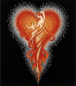Figuras Doradas Dentro De Un Corazón Carmesí Radiante — Valentin Laurent De Courcey