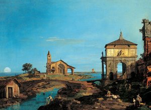 Un'isola Nella Laguna Con Un Cancello E Una Chiesa — Giovanni Antonio Canal