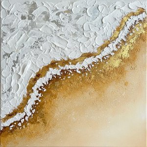 Creste Etereale De Nisip Aurit Și Flux De Impasto Alb Sculptat — David Moreau