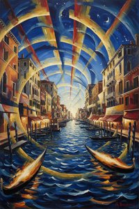 Kinetic Radiance: A Venetian Convergence In Gold And Cobalt — Jacques Villedieu