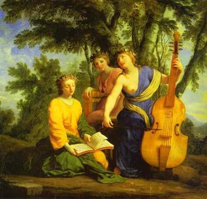 Melpomene, Erato Und Polyhymnia — Nikolaus Poussin