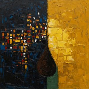 Brasas Fragmentadas Y El Vacío Dorado: Un Estudio Monumental De Luz Y Sombra — Laurent Fabre, Arte Neo-abstracto