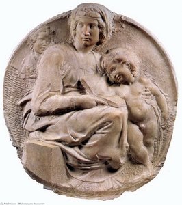 Michelangelo's Unfinished 'madonna (pitti Tondo)' Showcases His Mastery Of Marble Carving And Captures A Tender Moment Between The Virgin Mary And Christ Child. — Michel-ange Buonarroti