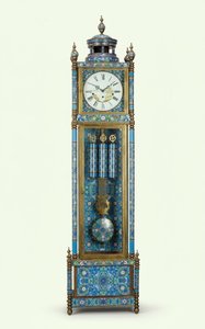 Antique Blue Mosaic Grandfather Clock With German Movement