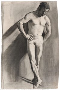 Standing Male Nude With Lowered Head, Leaning Against Wall — Paula Modersohn-becker