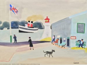 Steamer Dock with Black Dog