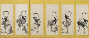 Folding Screens with Roosters and Hens\n\n－ RIght