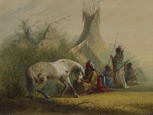 Shoshone Indian And His Pet Horse — アルフレッド・ジェイコブ・ミラー