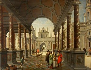 Perspective Fantasy of a Palace, with Elegant Figures