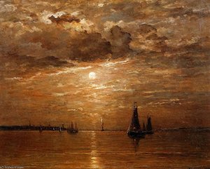 Moon over sea Sun
