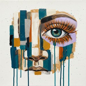 A Fragmented Vision: The Melancholic Convergence of Teal, Ochre, and Organic Form