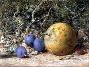Three Grapes And An Apple — William Henry Hunt