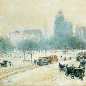 Invierno En La Plaza De Unión — Frederick Childe Hassam