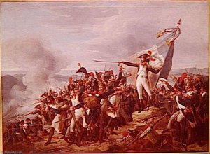 LE COLONEL RAMPON, A LA TETE DE LA 32E DEMI BRIGADE, DEFEND LA REDOUTE DE MONTE LEGINO.10 AVRIL 1796