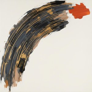 Ephemeral Arc Of Ochre And Charcoal In A Singular Moment Of Motion