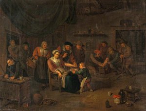 Interior of a Surgery with a Woman Having Blood Let from the Arm and Other Figures