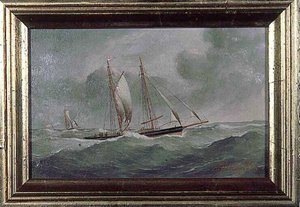 Voilier Sur Mer Houleuse — Margueritte Grandin Eugène