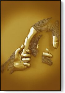Golden Embrace: Modern Figure Canvas Print