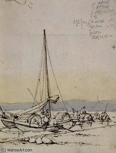 Tanka Boats On The Shore, — George Chinnery
