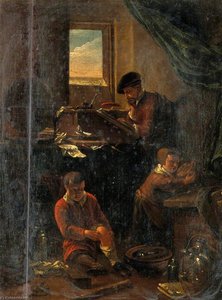A Philosopher In His Study, With Two Children — Thomas Wyck