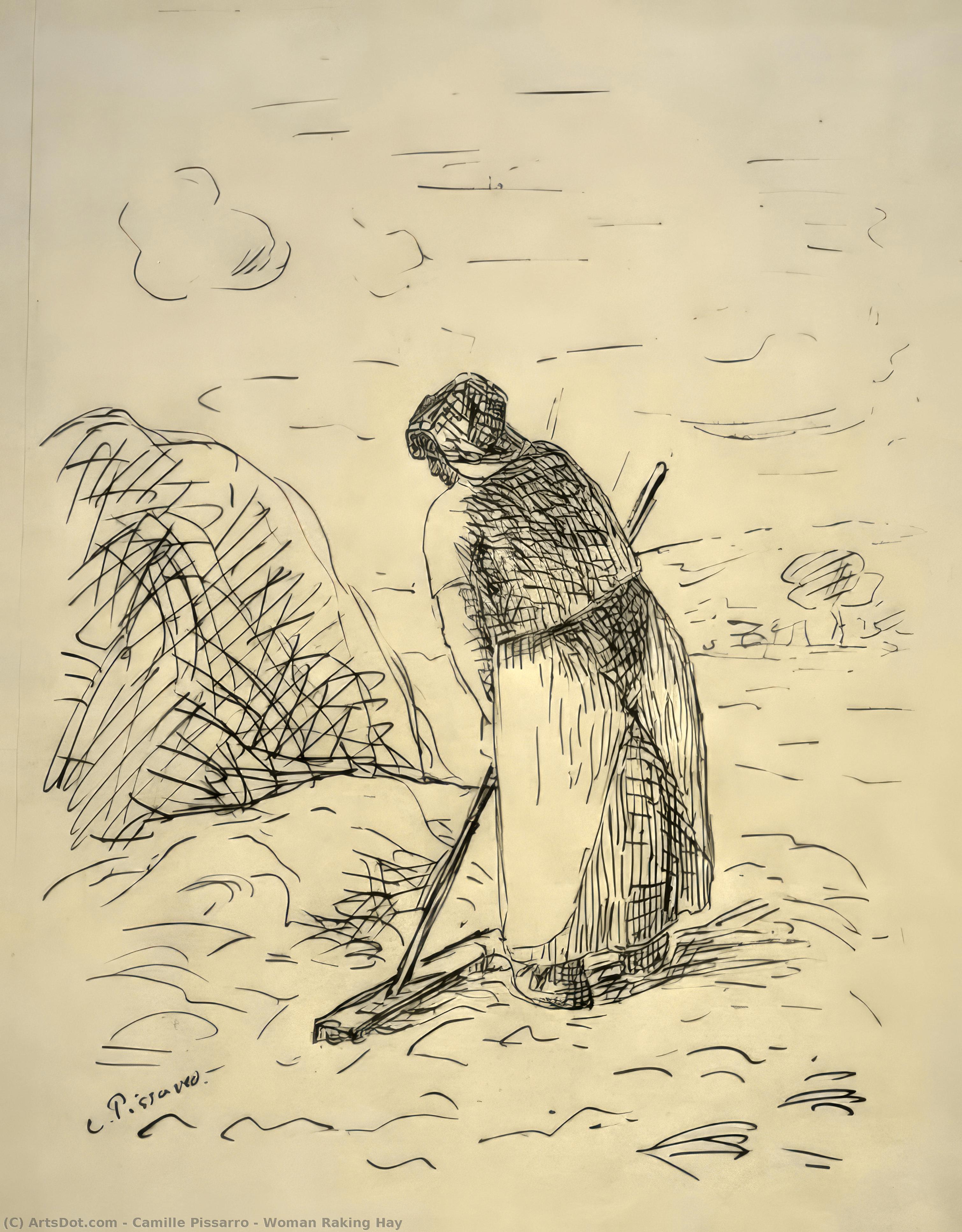 Woman Raking Hay — Camille Pissarro