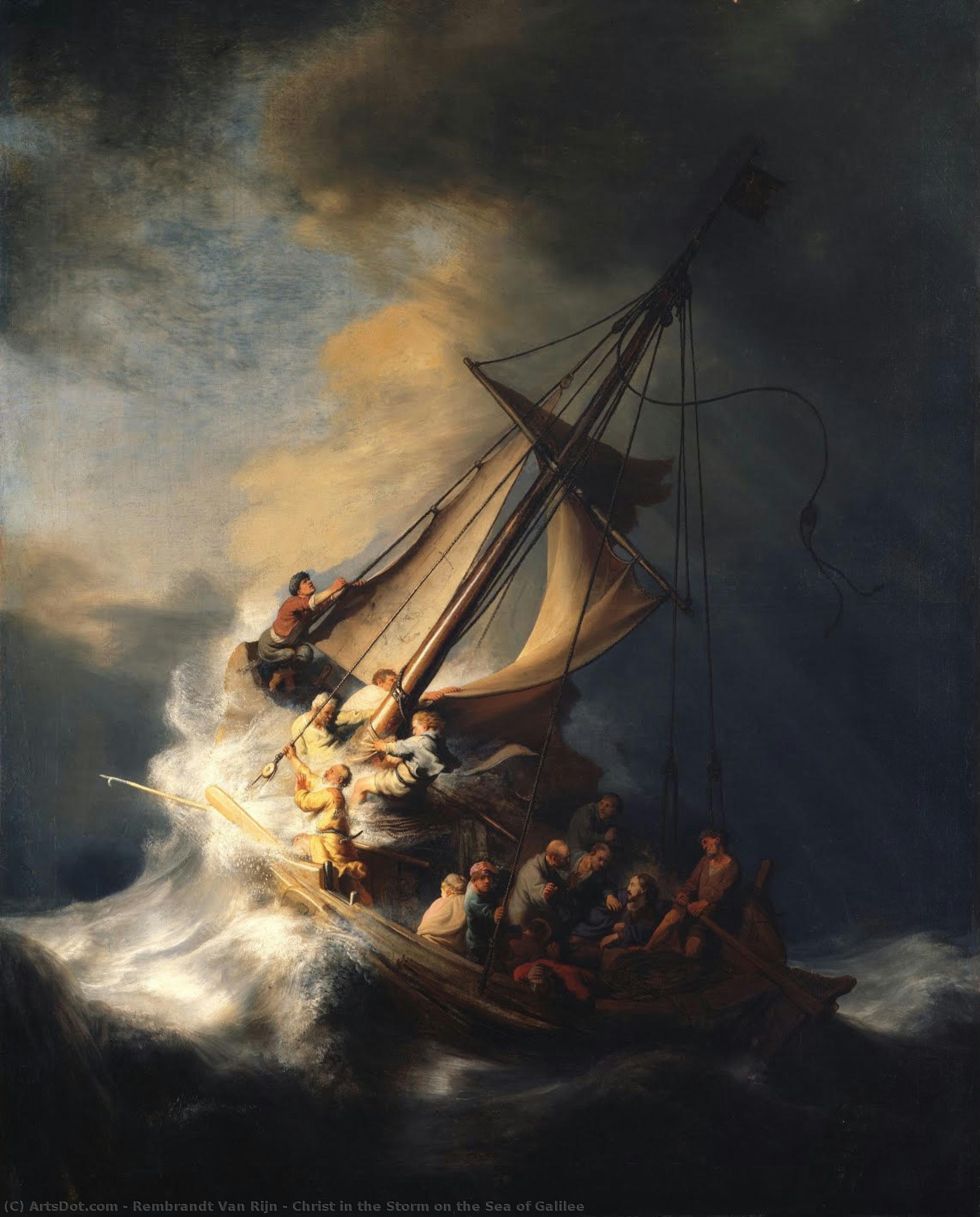 Rembrandt Van Rijn 128 X 168 Cm Pieter Lastman Oil On Canvas Barok Dramatičan, Detaljno Realističan, Tenibrizam Biblijski Prizor – Isus Smiruje Oluju Na Moru Galilejskom Krist U Oluji Na Moru Galilejskom 1633 — Рембрант