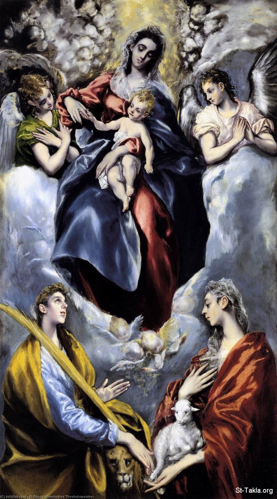 Den Jungfrufruktus Och Barnet Med Sankt Martina Och Sankt Agnes — El Greco