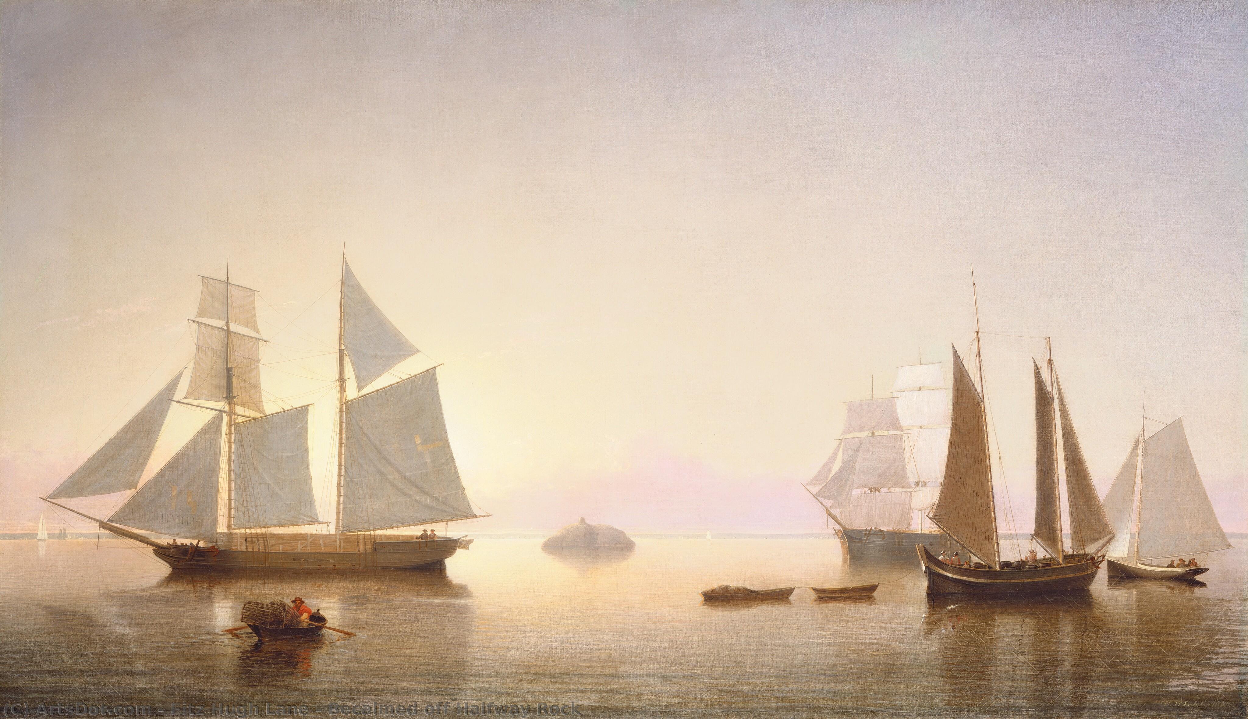 Becalmed Off Halfway Rock — Fitz Hugh Lane