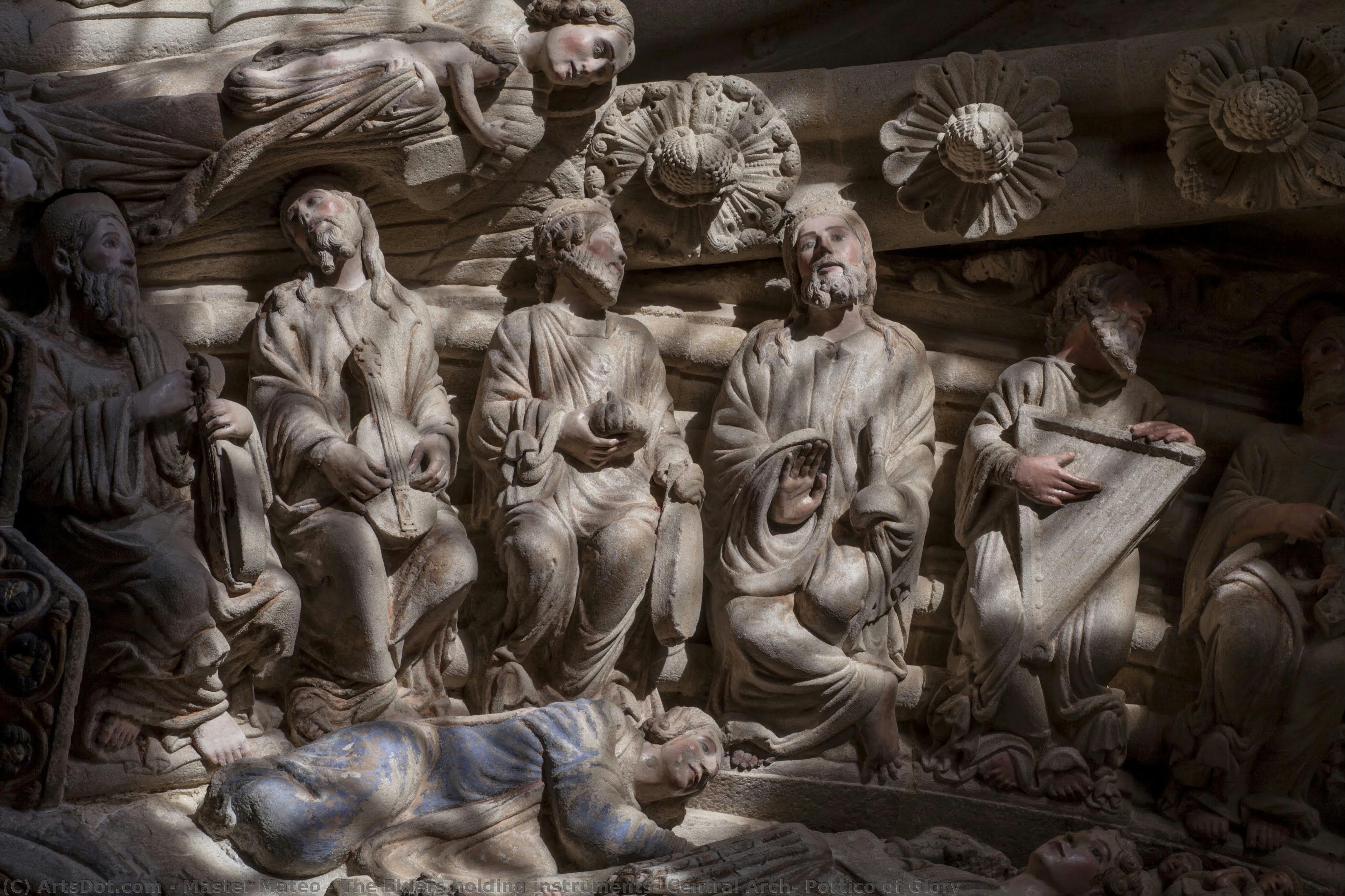 The Elders Holding Instruments, Central Arch, Portico Of Glory — Meister Mateo