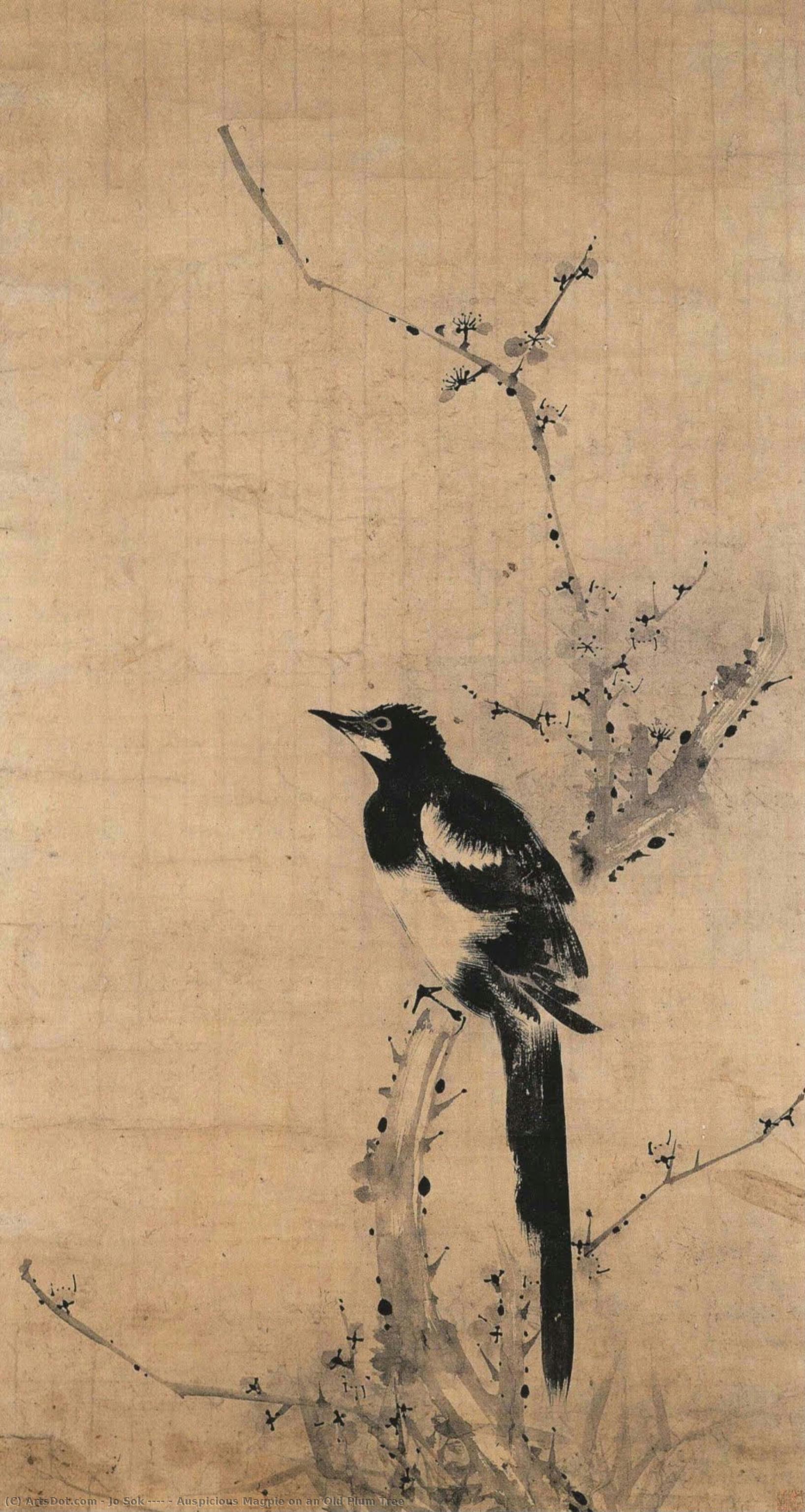 Auspicious Magpie On An Old Plum Tree — Jo Sok (趙涑)