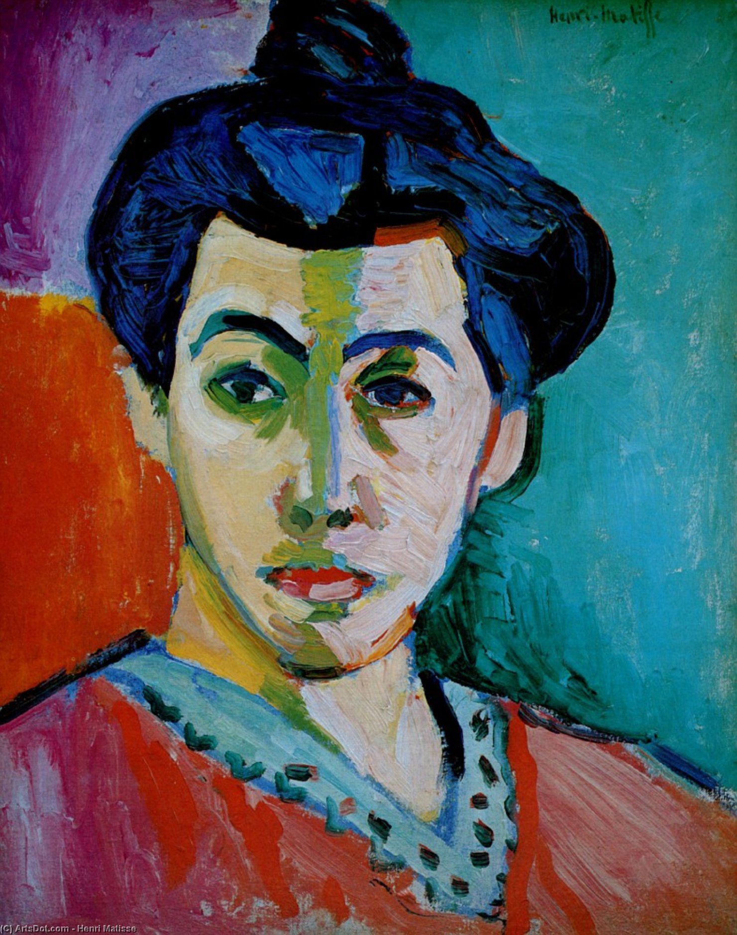 Ritratto Di Madame Matisse, O La Linea Verde Olio Su Tela Copenaghen, Statens Museum For Kunst — Henri Matisse