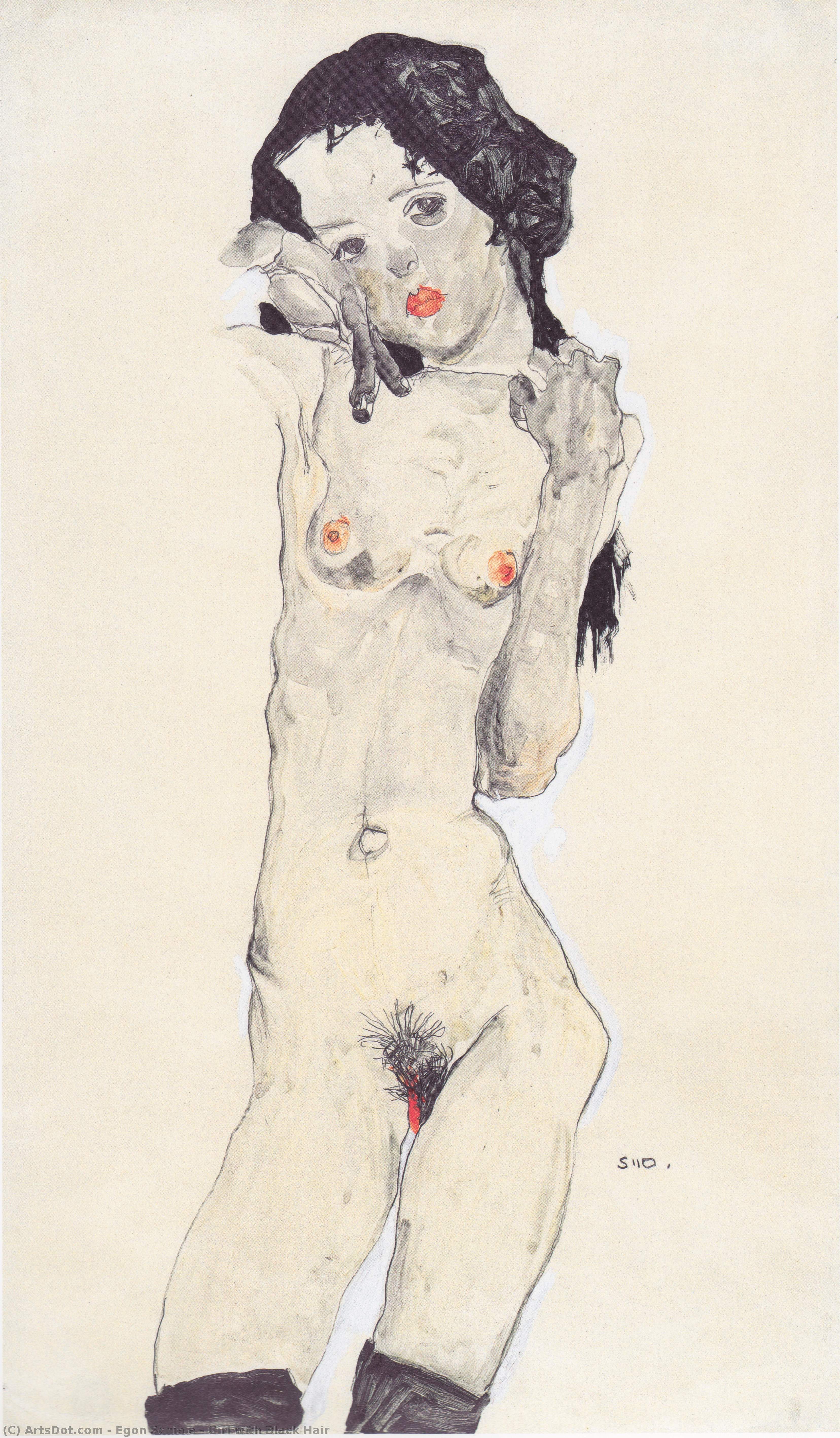 Mädchen Mit Schwarzem Haar — Egon Schiele