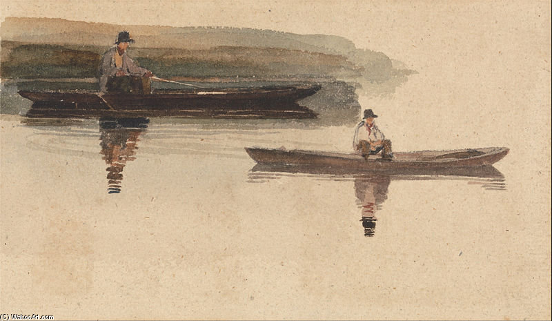Two Men In Punts — Peter De Wint