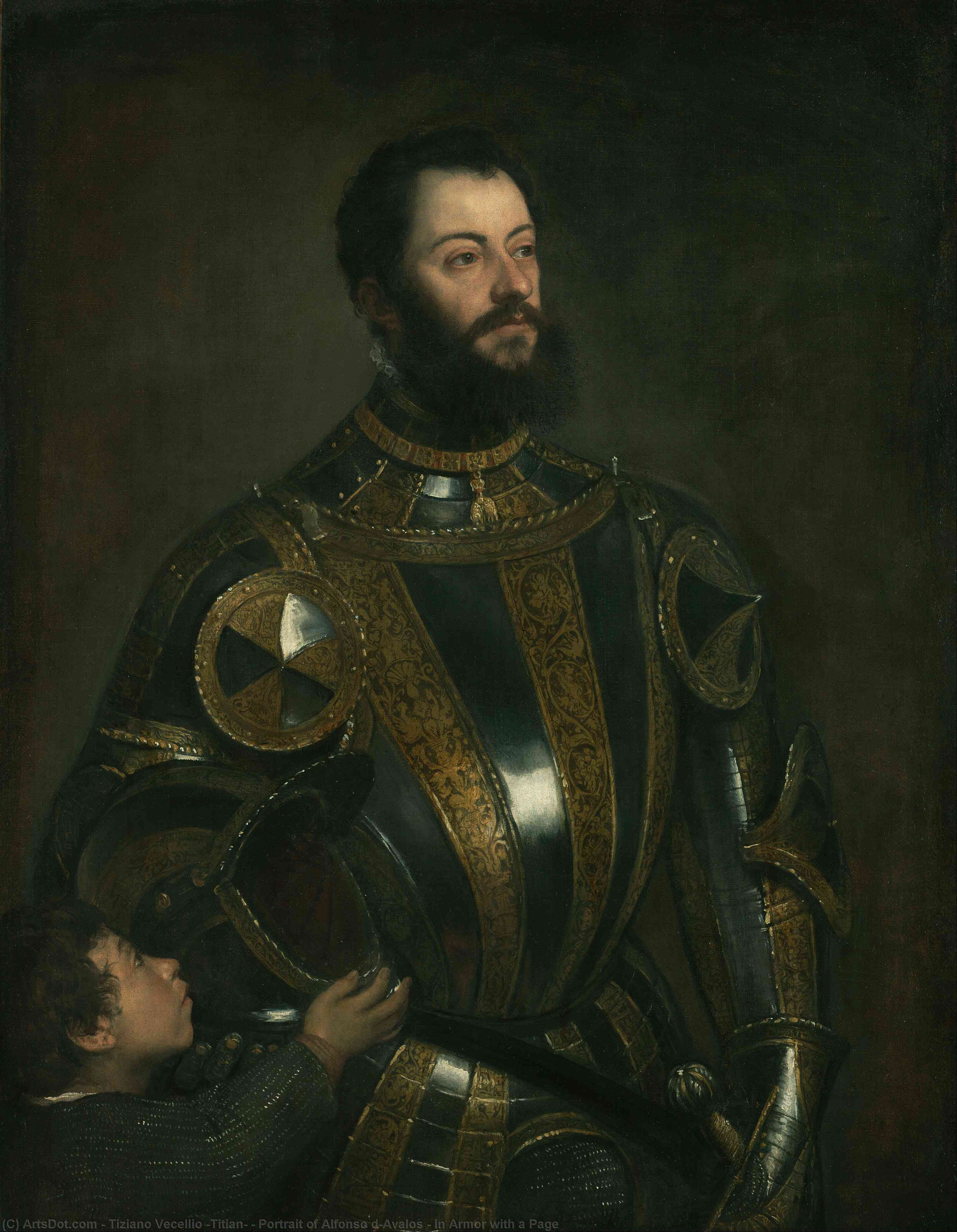 Portrait Of Alfonso D`avalos , In Armor With A Page — Titian