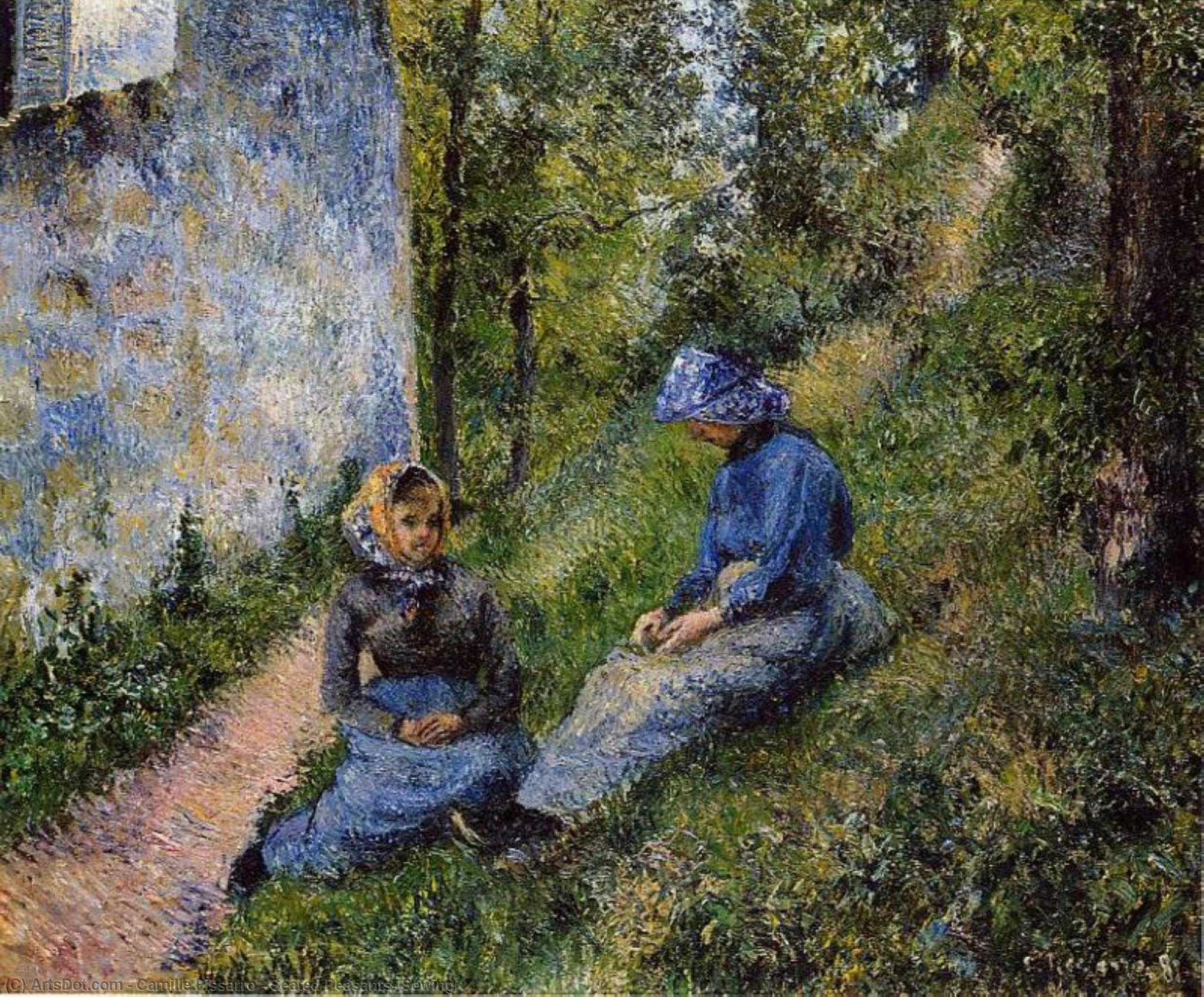 Seated Peasants, Sewing — Kamil Pisaro