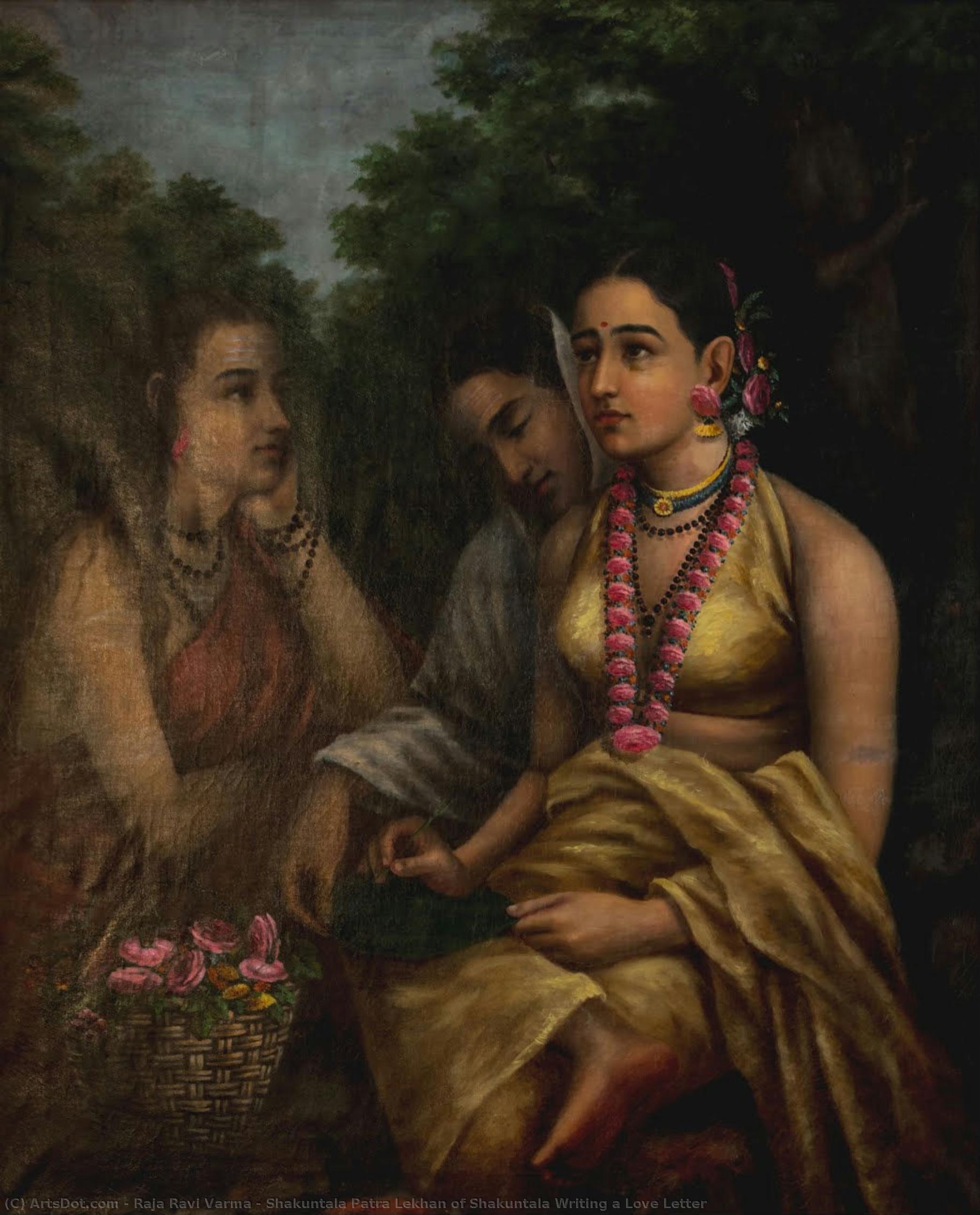 "shakuntala Patra Lekhan Of Shakuntala Writing A Love Letter" -> "shakunțala: Lettera D'amore" — Raja Ravi Varma