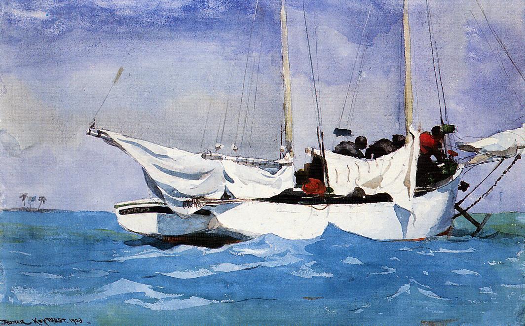Key West, Hauling Anchor — Winslow Homer