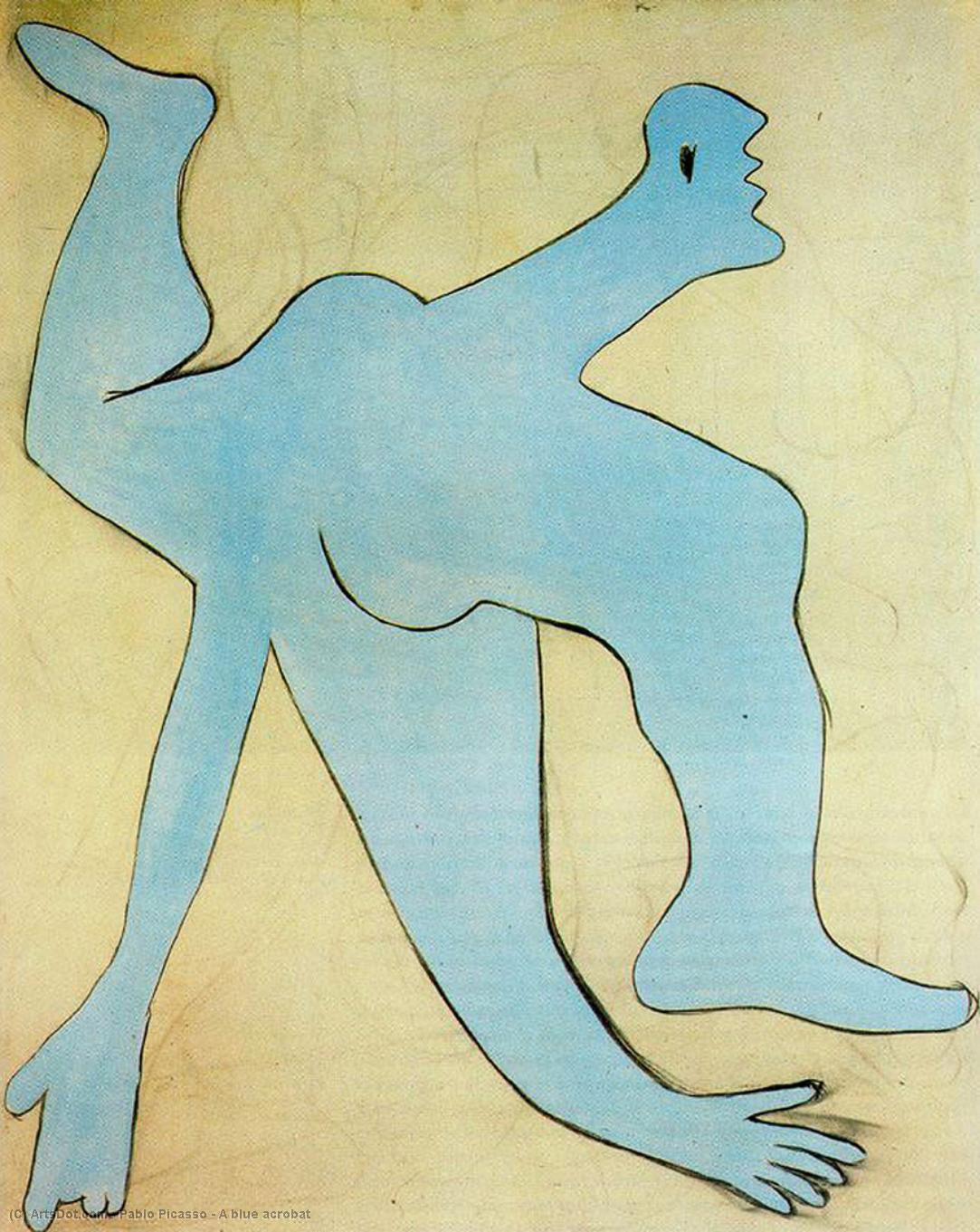 Pablo Picasso'nın "mavi Akrobat" Tablosu, 1929 Yılında Surrealist Tarzda Yaratılmış, Mavi Tonlarında Bir Akrobat Figürünü Gösteren, Yerçekimini Ve Mantığı Zorlayan, Çarpıcı Bir Yapıt. Bu Eser, Picasso'nun Cubizm Ile Olan Etkileşimini Ve Onun Çağdaş Sanat — Pablo Picasso
