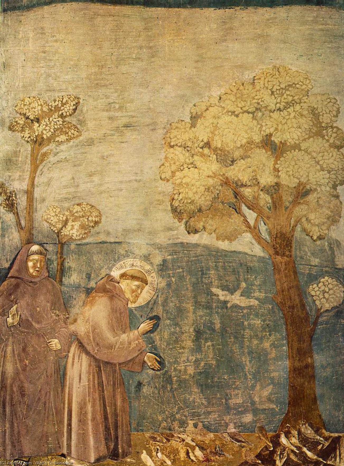 Predikning Til Fuglene — Giotto Di Bondone