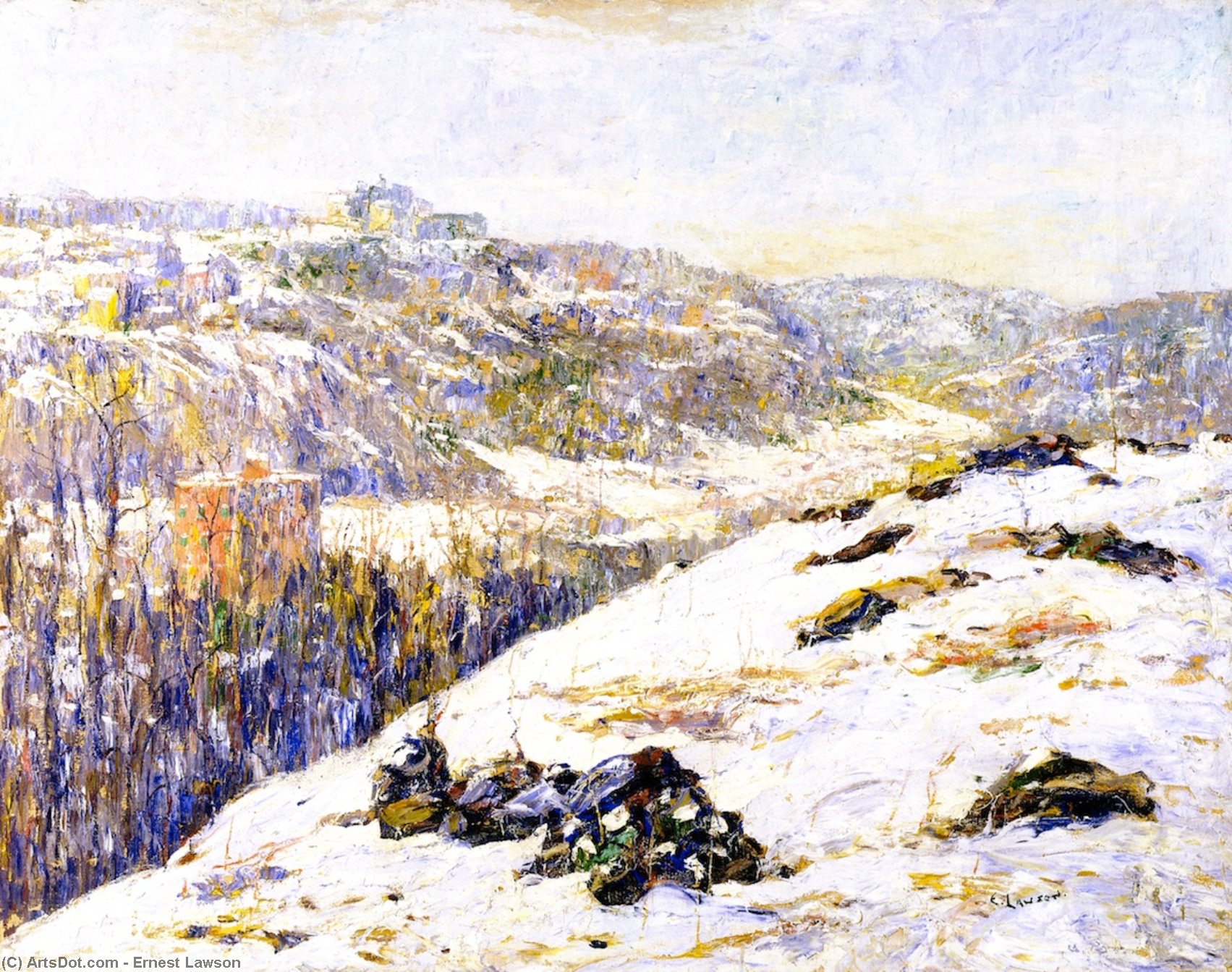 Harlem River, Winter — Ernest Lawson