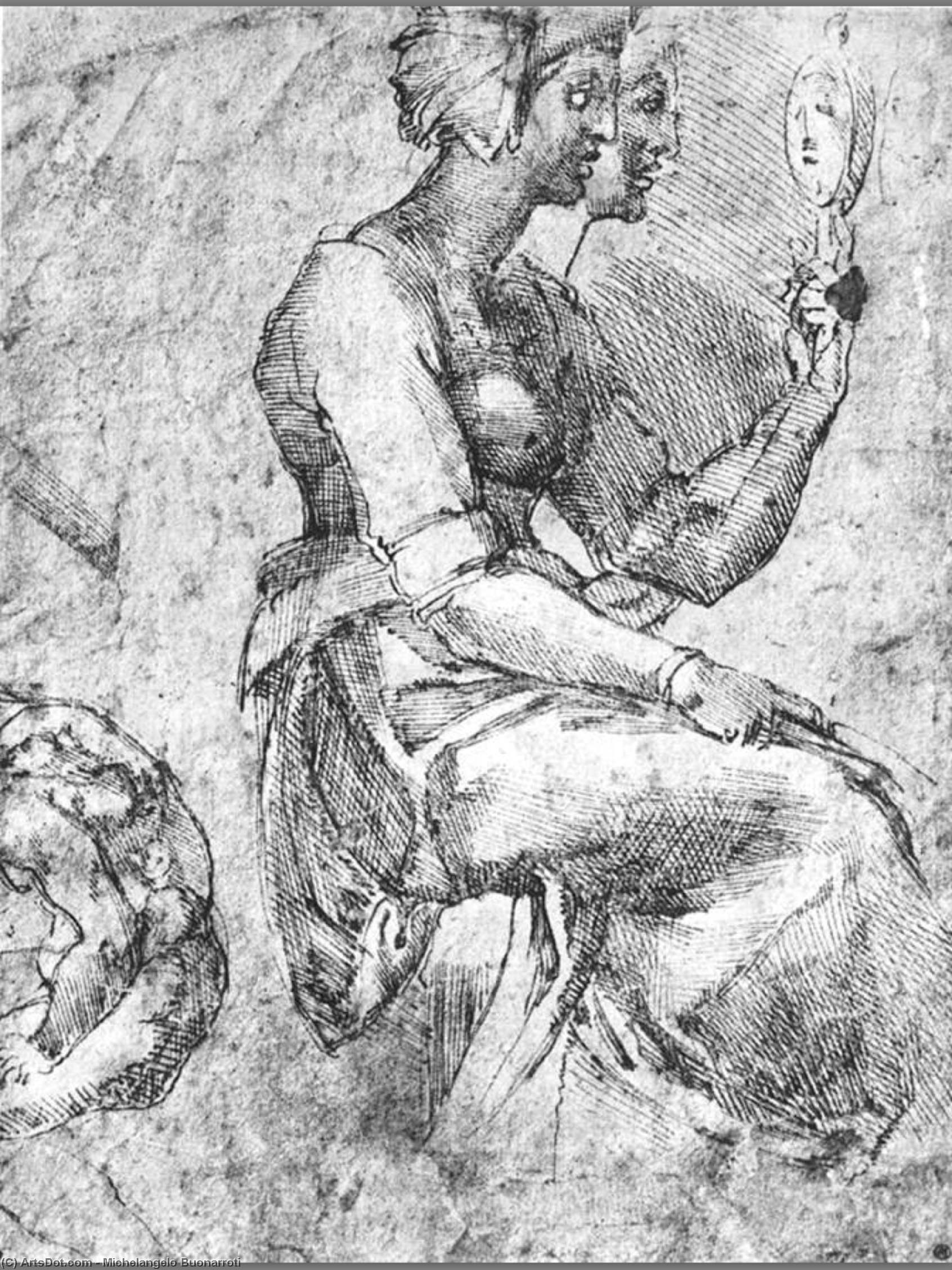 Study Of A Seated Woman — Michelangelo Buonarroti