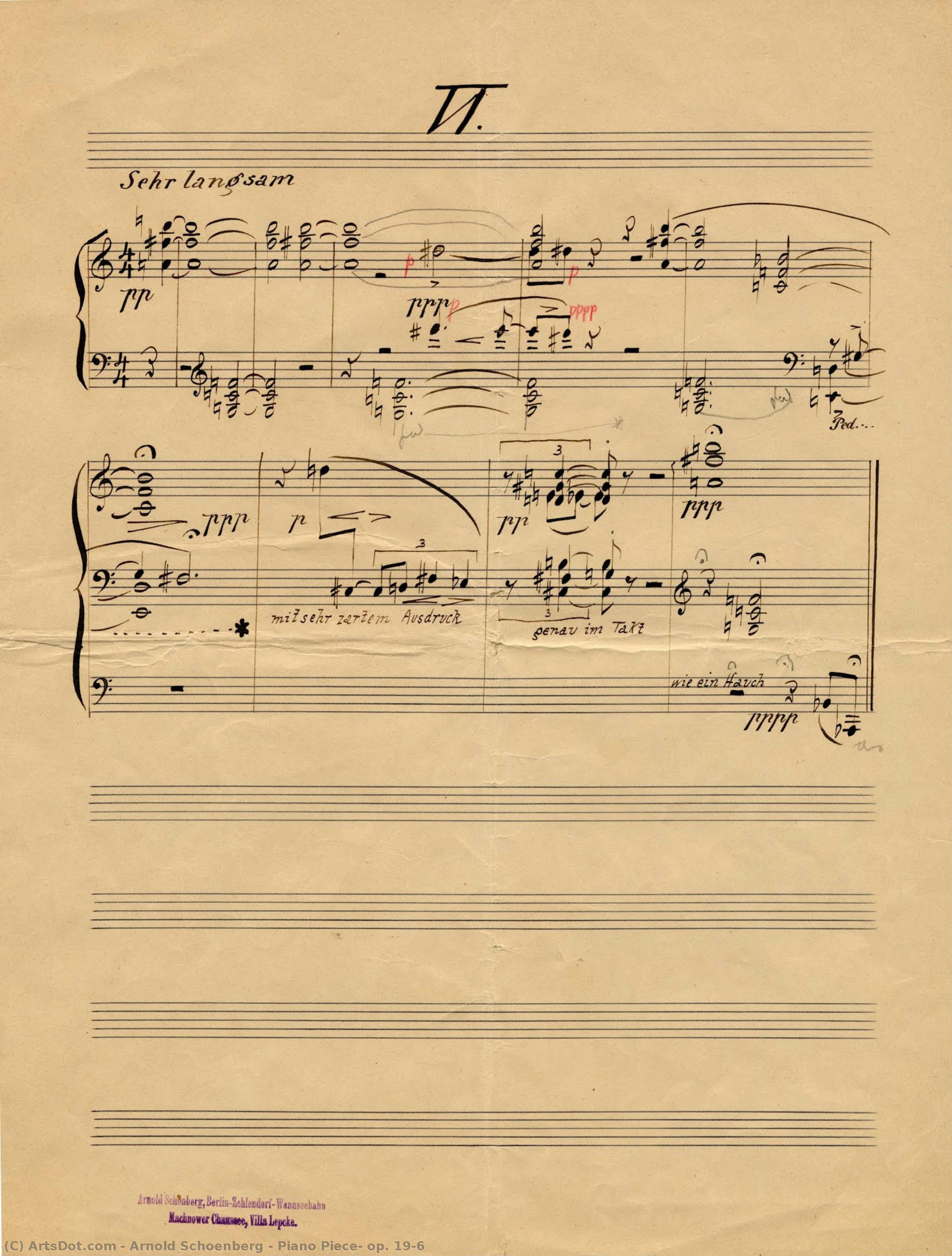 Piano Piece, Op. 19/6 — Arnold Schönberg