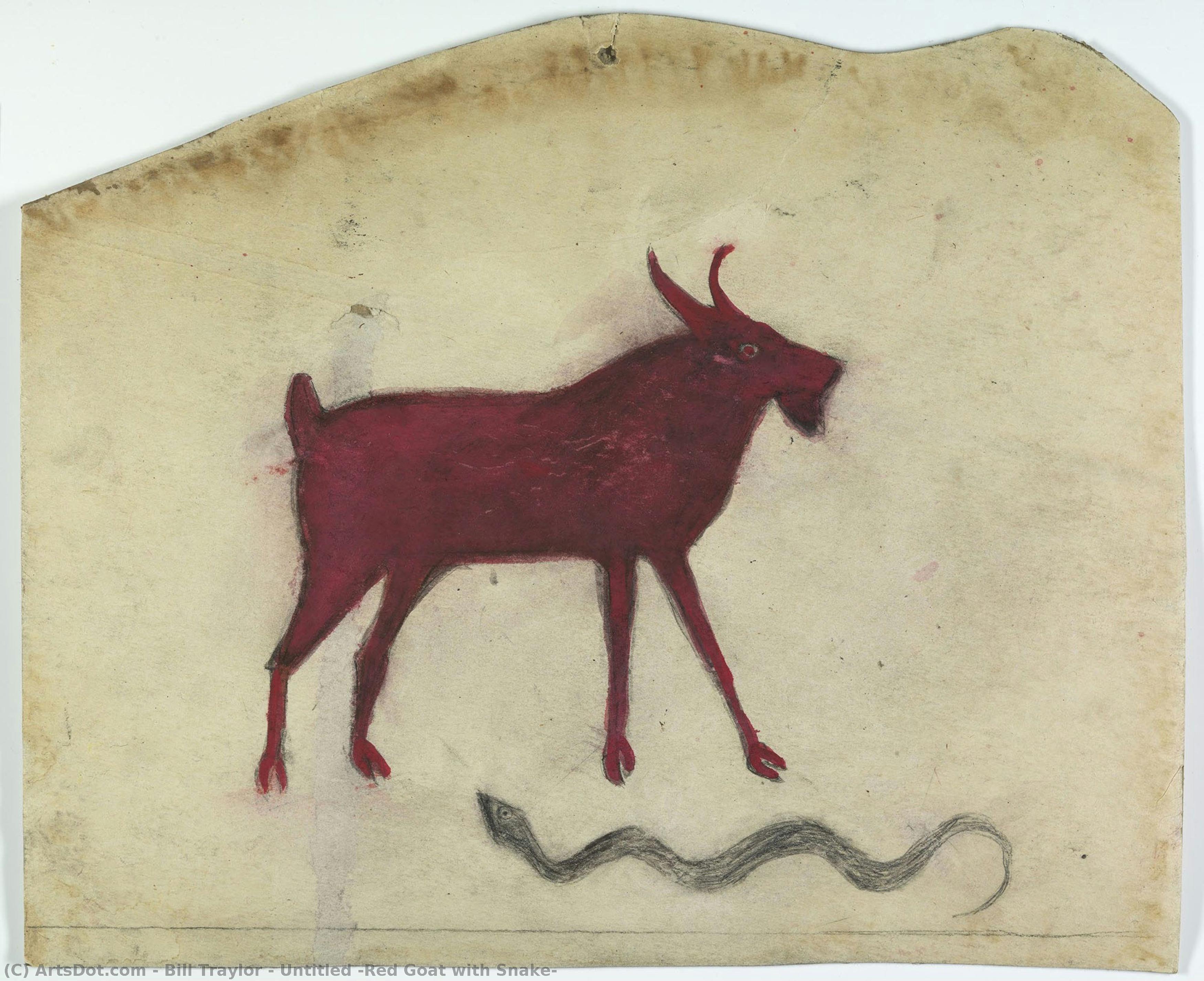 Untitled (red Goat With Snake) — Bill Traylor