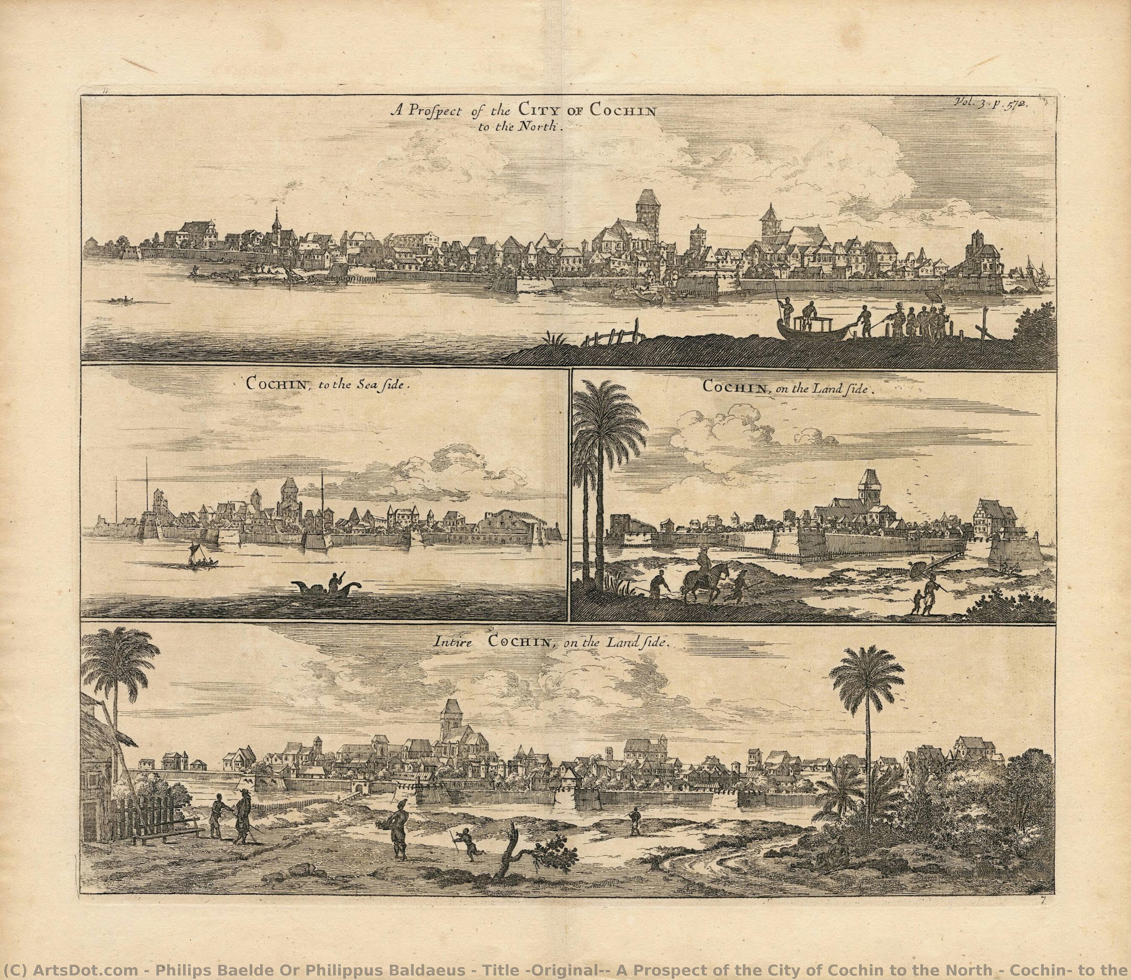 Title (original): A Prospect Of The City Of Cochin To The North / Cochin, To The Sea Side / Cochin, On The Land Side / Intire Cochin, On The Land Side. — Philips Baelde Or Philippus Baldaeus